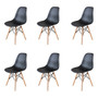 6Pcs/Set Dining Chair Nordic Style Office Chair Plastic Kitchen Chairs Wooden Feet Dining Room Living Room Chairs （White/Black)