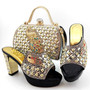 Wonderful coral women pumps with crystal decoration heel style african dress shoes match handbag set MD015,heel 10.5CM