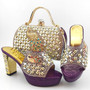 Wonderful coral women pumps with crystal decoration heel style african dress shoes match handbag set MD015,heel 10.5CM