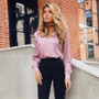 2020 Summer New Fashion Women Satin Blouse Sexy V-neck Long sleeve Loose Shirts Ladies OL elegant tops