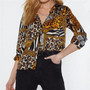 Chiffon Button Down Blouses Sexy Leopard Print!  Sizes: S M L XL XXL 3XL