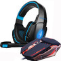 Gaming Headset and Gaming Mouse 4000 DPI Adjustable Stereo Gamer Earphone Headphones + Gamer Mice LED Light Optical USB Wired