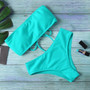 Women's High Waist Strapless Padded Bikini Solid Colors