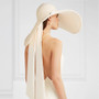 Sun Hat Soft Silk Ribbon Tie Wide Brim Floppy Hat Giant Beach Straw