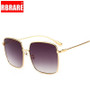 RBRARE 2019 New Metal Square Flat Mirror Sunglasses Women Round Face Lady Sun Glasses Vintage Big Frame Female Sunglasses