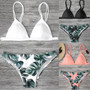 Leaf Print Spaghetti Strap Bikini Set