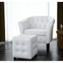 vidaXL Artificial Leather Barrel Tub Chair Armchair Club Bar Coffee Chair Single Sofa Living Room Furniture White Silver gold