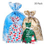 30pcs Christmas Gift Bags Cute Drawstring Assorted Styles Goody Bags Gift Wrapping Party Favors For Christmas Holiday Candy Bag