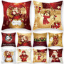 Christmas Cushion Cover Merry Christmas Decorations for Home 2020 Christmas Ornament Navidad Noel Xmas Gifts Happy New Year 2021