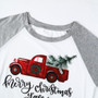 447B White -  Merry Christmas Y'All Truck T Shirt - Baseball Sleeve