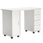 Double Edged Manicure Nail Table with Drawer Station Desk White US Shipping