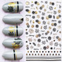 1pc Summer Glitter Nail Decals Stickers Gold Black White Leaf Manicuring Foils Geometric Slider Nail Art Adhesive Decor