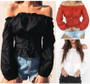 Womens Lantern Sleeve Off Shoulder Top Corset Shirt Sexy Tops Womens Lace up Satin Corset Blouse