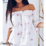 Women Elegant Casual Loose Tops Ladies Tee Printed Shirts Plus Size Fashion Sexy Off Shoulder Blouse Shirts