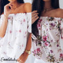 Women Elegant Casual Loose Tops Ladies Tee Printed Shirts Plus Size Fashion Sexy Off Shoulder Blouse Shirts