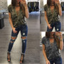 Short Sleeve Camo Shirt Loose Top Ladies Casual Camouflage Printed Tops