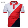 Short Sleeve Polo Shirt For Men Patchwork Casual Turn-down Collar