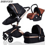 Leather stroller luxury baby stroller 3 in 1 Folding kinderwagen baby pram child stroller send free gifts