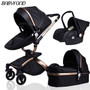 Leather stroller luxury baby stroller 3 in 1 Folding kinderwagen baby pram child stroller send free gifts