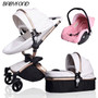 Leather stroller luxury baby stroller 3 in 1 Folding kinderwagen baby pram child stroller send free gifts