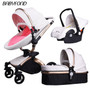 Leather stroller luxury baby stroller 3 in 1 Folding kinderwagen baby pram child stroller send free gifts