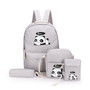 Cute Panda Canvas Backpack 4pcs/Set