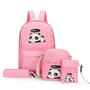 Cute Panda Canvas Backpack 4pcs/Set