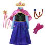 Girls Anna Elsa Princess Dress Kids Costume Set With Crown Gloves Wig Snow Queen Children Birthday Halloween Party Cosplay Dress