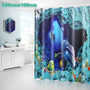 3D Dolphin Ocean Fish Shower Curtain Set Pedestal Rug Lid Toilet Seat Cover Bath Mat Waterproof Bathroom Curtains with 12 Hooks