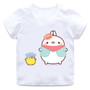 Boys and girls cartoon Molang and Piupiu T-shirt print kids cute rabbit funny clothes