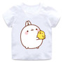 Boys and girls cartoon Molang and Piupiu T-shirt print kids cute rabbit funny clothes