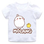 Boys and girls cartoon Molang and Piupiu T-shirt print kids cute rabbit funny clothes