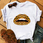 T-Shirt Lip Leopard Heart Print T Shirt