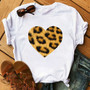 T-Shirt Lip Leopard Heart Print T Shirt