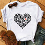 T-Shirt Lip Leopard Heart Print T Shirt