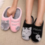 Unisex Winter Indoor Warm Home Slippers Couples Bedroom Cartoon Cat Non-slip Soft Bottom Women And Men Home Slippers