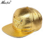 Missfox Hip Hop 18k Gold Plated Bull Head Mens Hats And Caps  Flat Brim Crocodile Pattern Streetwear Hats Caps Men