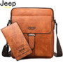 JEEP BULUO Brand High Quality Large Capacity Man Bag Crossbody Shoulder Tote Bags For Male Split Leather Men Messenger Bags