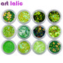 12Pcs Laser Green Nail Art Glitter Sequins Acrylic Tips UV Gel Polish Hologram For Manicure Tips Tools Decoration