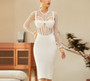 Long Sleeve Bandage Backless Hollow-Out Dress