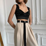 Ruched Satin Sleeveless Crop Top