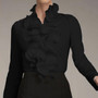 Long Sleeve Elegant Flounce Ruffles Blouse