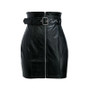 High-Waist PU Leather Zipper Pencil Mini Skirt