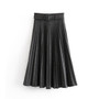 High-Waist Pleated Skirt with Belt