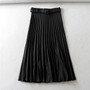 High-Waist Pleated Skirt with Belt