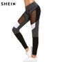 SHEIN Casual Leggings Women Fitness Leggings Color Block Autumn Winter Workout Pants