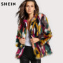 SHEIN Women Elegant Fur Coats Colorful Faux Fur Coat Casual Winter Fur Coats