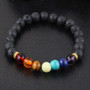 7 Chakra Reiki Bracelet with Real Stones and Lava Beads