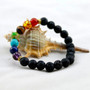 7 Chakra Reiki Bracelet with Real Stones and Lava Beads