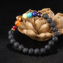 7 Chakra Reiki Bracelet with Real Stones and Lava Beads